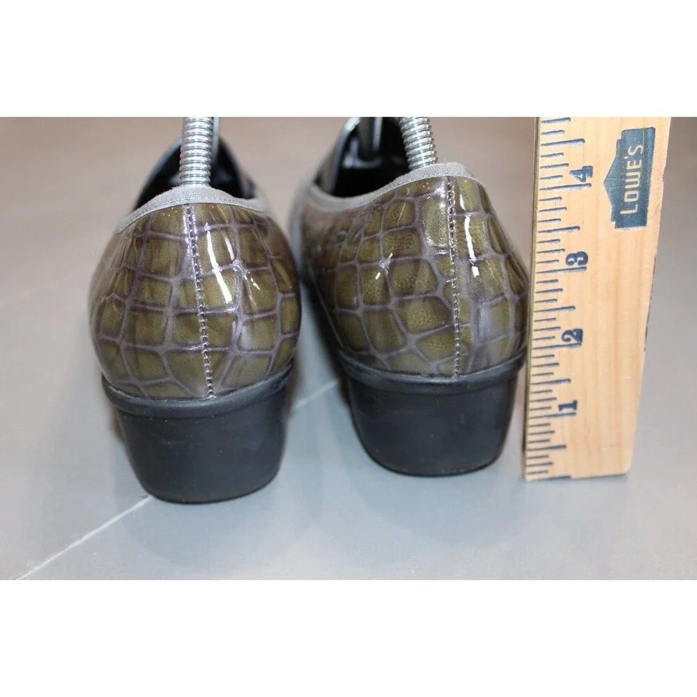 Ros Hommerson Erica Wedge Loafers 10W‎ Croc Patent Leather Comfort Slip On